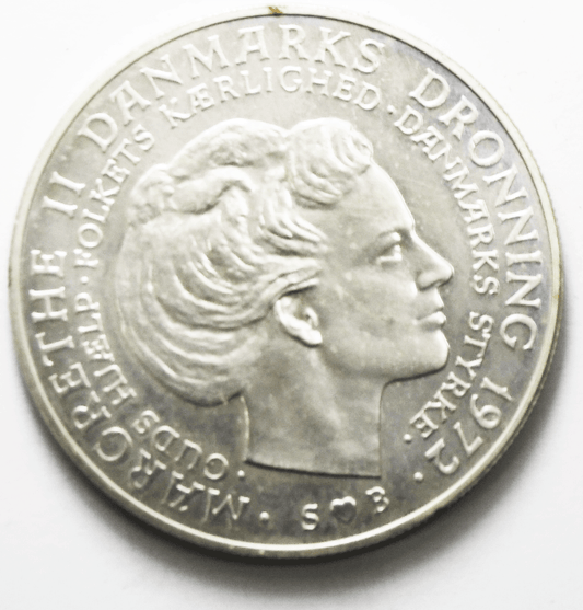 1972 Denmark 10 Ten Kroner Silver Coin KM# 858