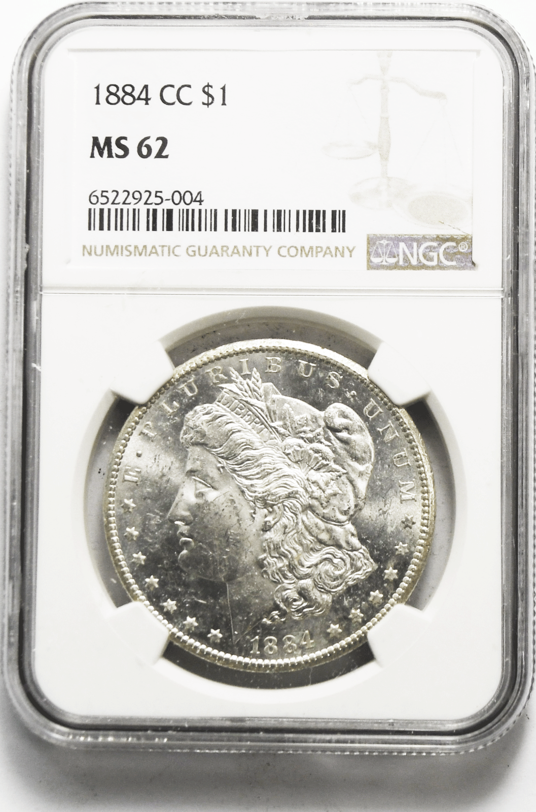 1884 CC $1 Morgan Silver One Dollar NGC  Carson City MS62