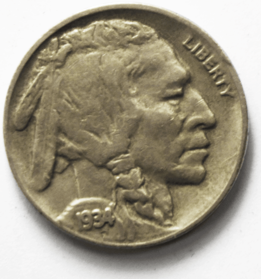 1934 D 5c Buffalo Nickel Five Cents Denver Full Horn