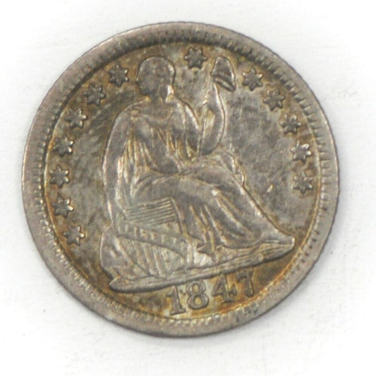 1847 H10c Seated Liberty Silver Half Dime Philadelphia Rare
