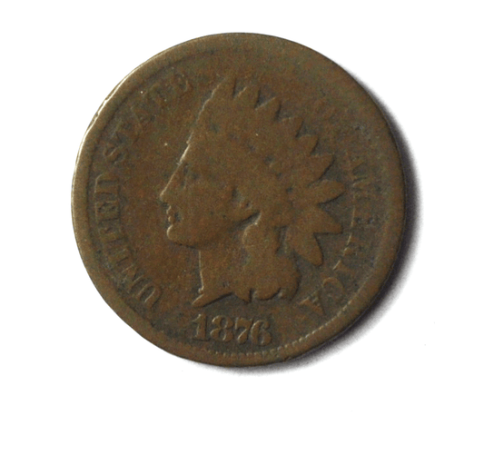 1876 1c Indian Head Penny One Cent US Philadelphia Bronze