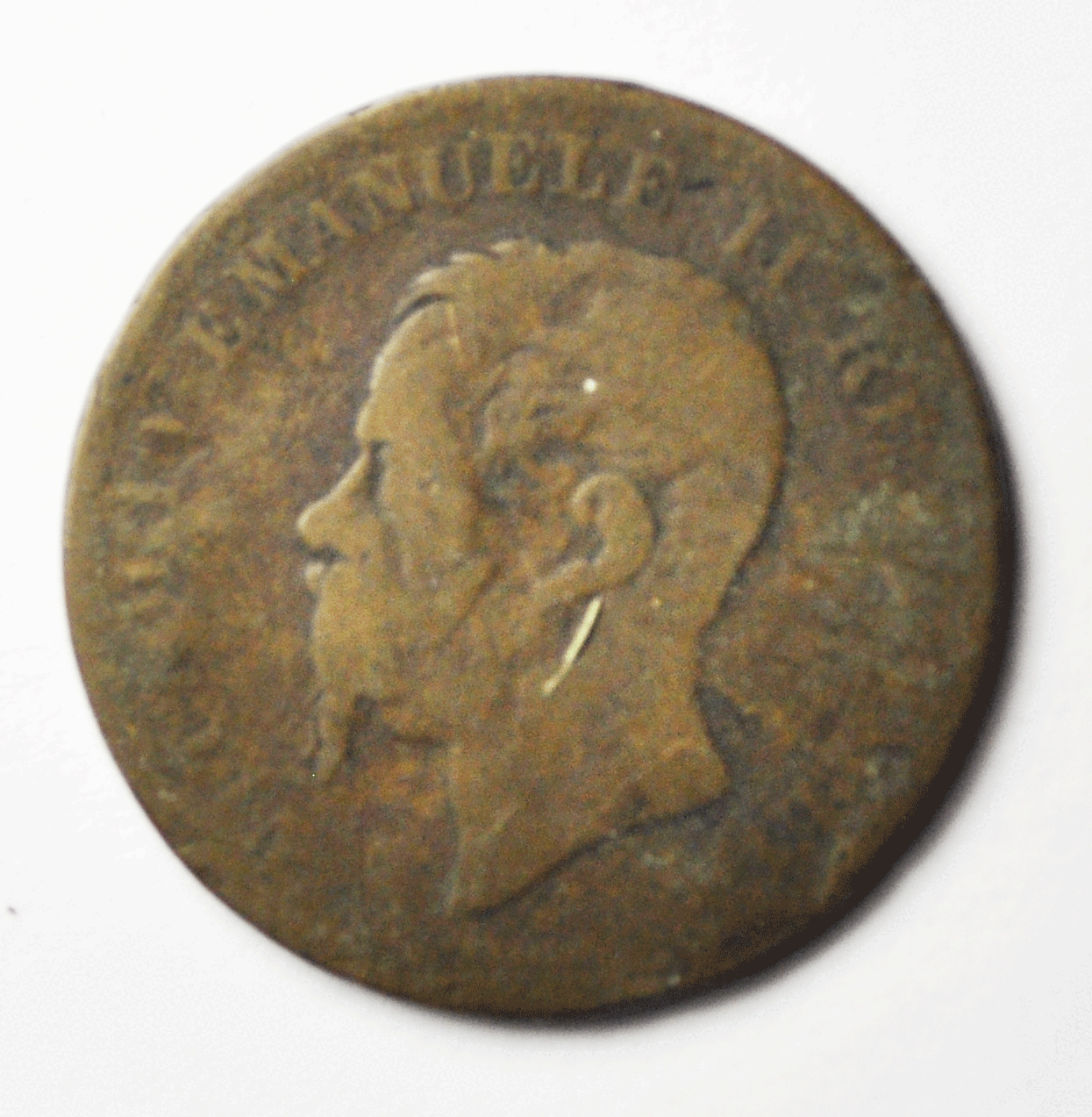 1862 N Italy 5 Centesimi Copper Coin  KM# 3.3