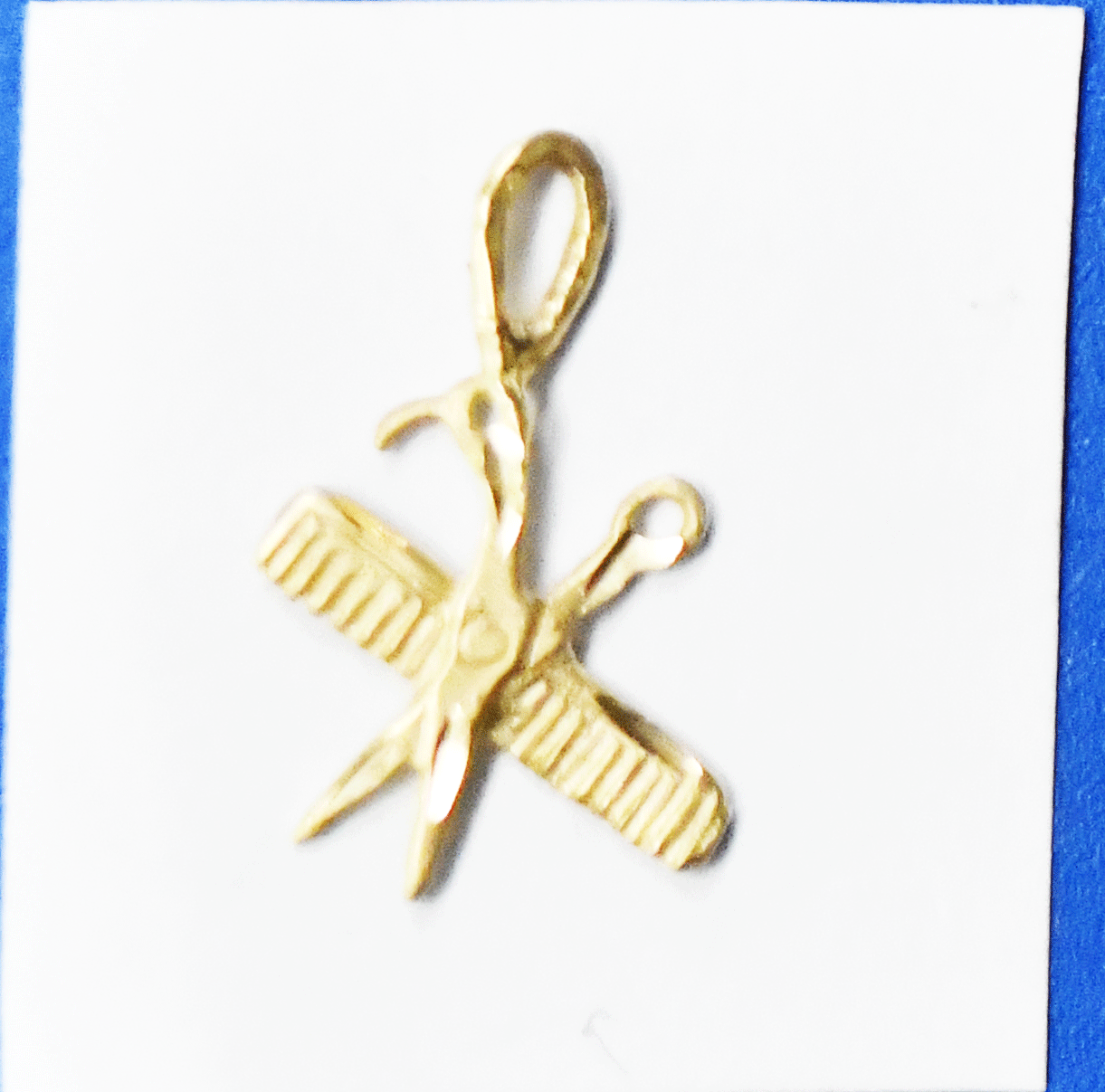925 Sterling & 14k Gold Scissors Ruler Small Pendant Charm 17mm x 10mm