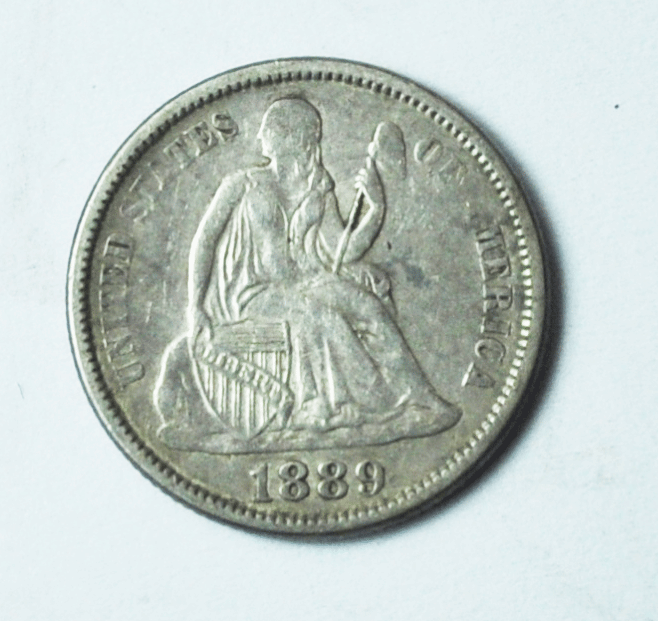 1889 10c Seated Liberty Silver Dime Ten Cents Philadelphia