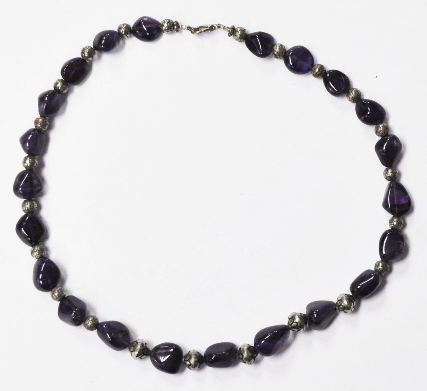 Silver Plated Amethyst Chunk Bead 12mm Necklace 18"