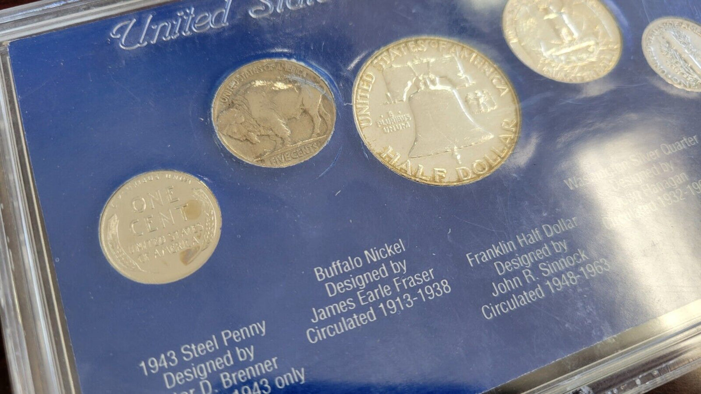 American Obsolete Collection Coins Franklin, Buffalo, Mercury, Steel Penny Set