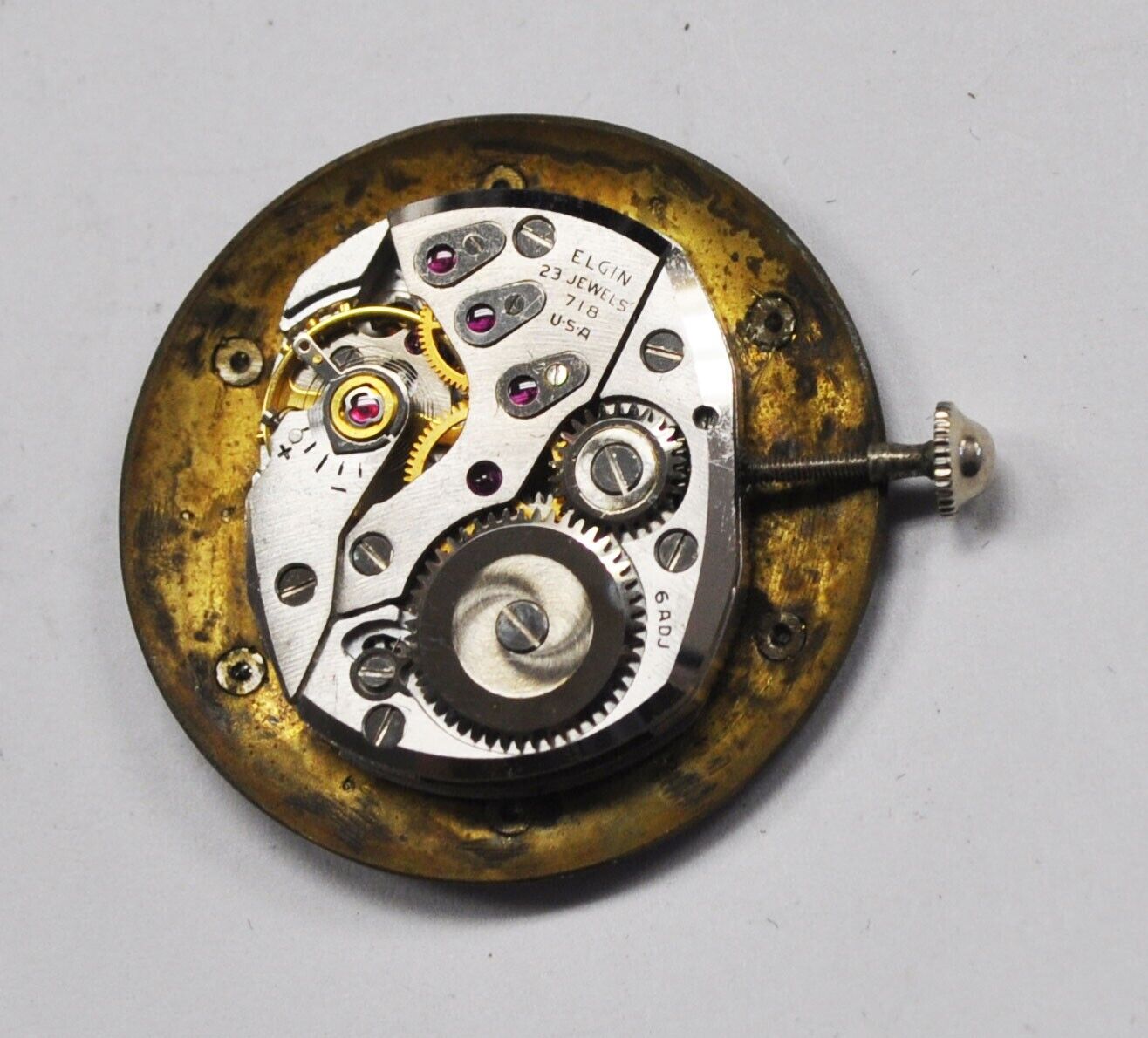 Vintage Lord Elgin 718 23J Manual Wind 14k Solid White Gold Wristwatch 33mm