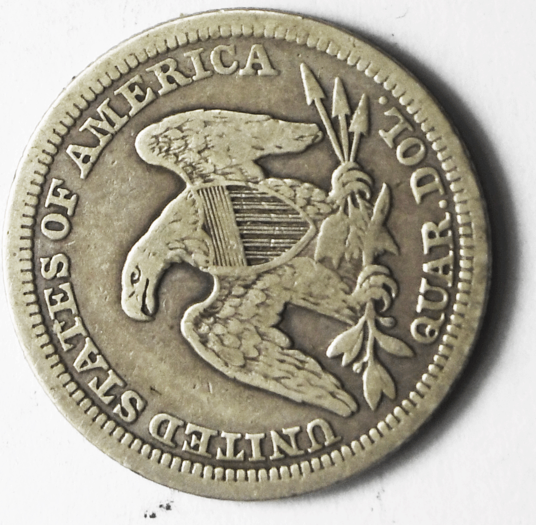 1857 25c Seated Liberty Silver Quarter Dollar Twenty Five Cents Philadelphia