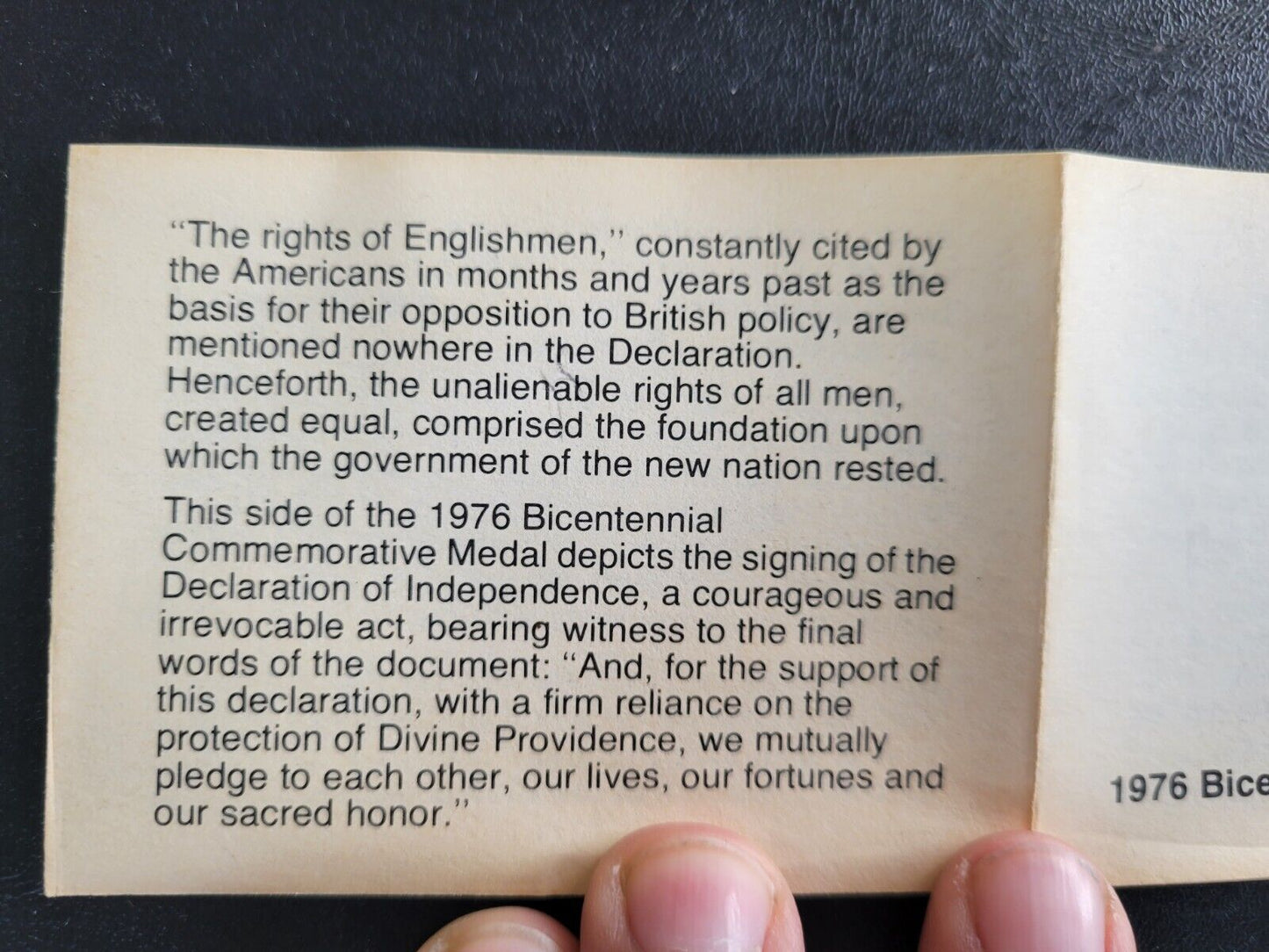 1976 Thomas Jefferson American Revolution Bicentennial  Medallion Coin Encased