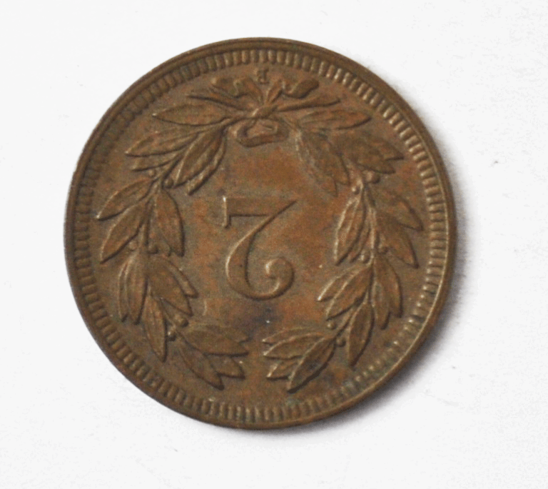 1899 Switzerland 2 Two Rappen KM# 4.2 Bronze Coin