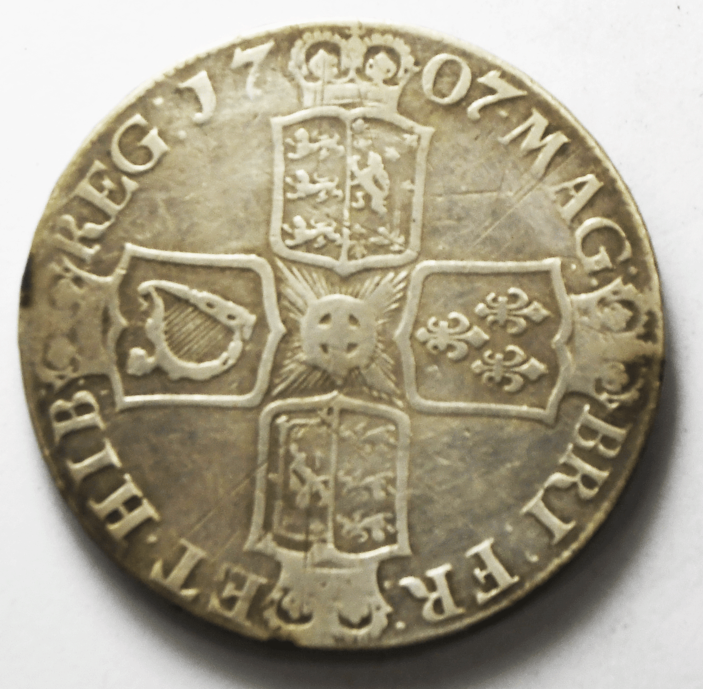 1707 E Great Britain Crown Silver Coin KM# 526.1
