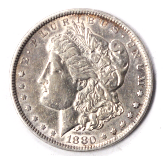 1880 $1 Morgan Silver One Dollar Planchet Flaw Lamination Reverse Error