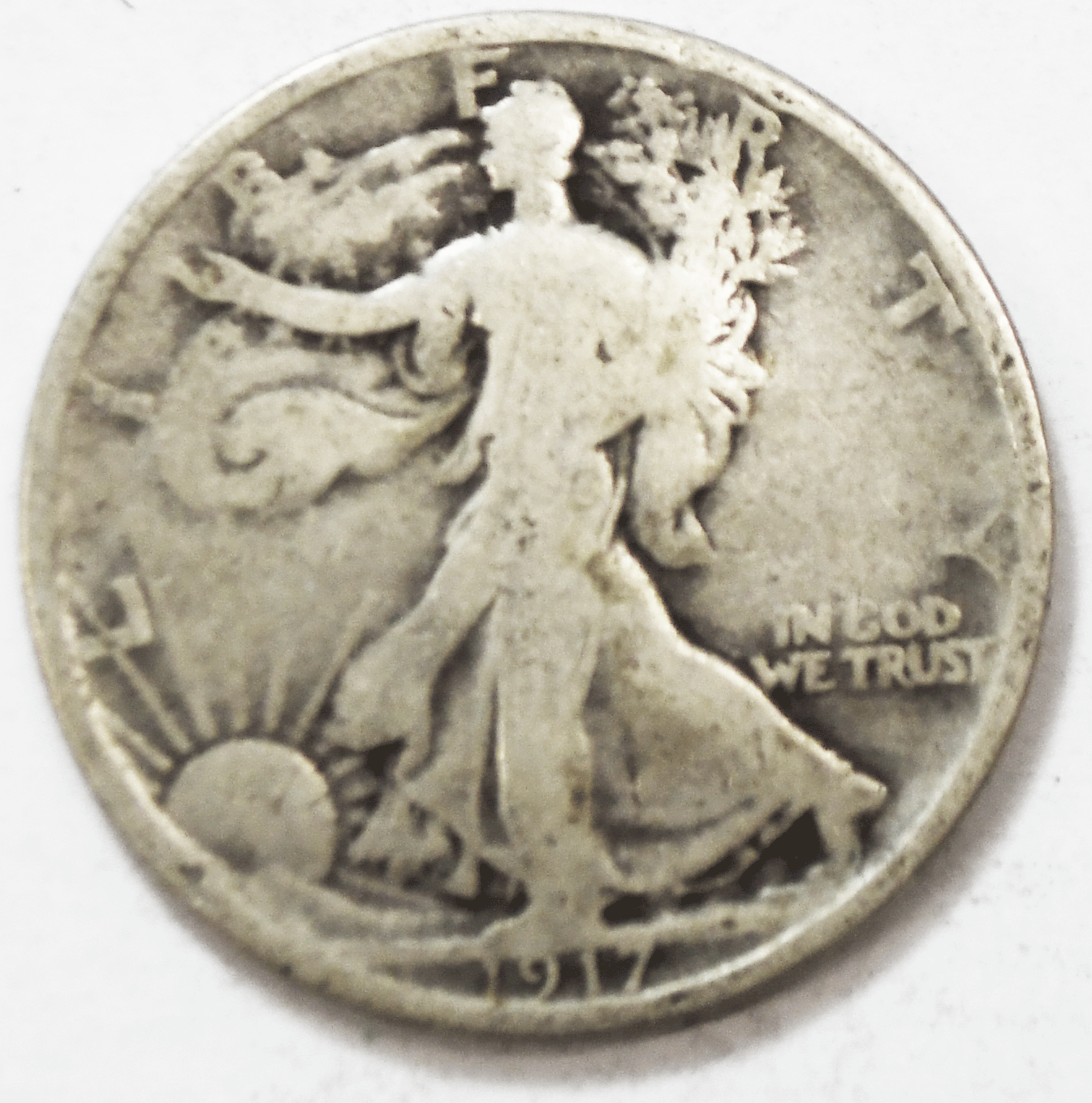 1917 SR 50c Walking Liberty Silver Half Dollar Fifty Cents San Francisco Reverse