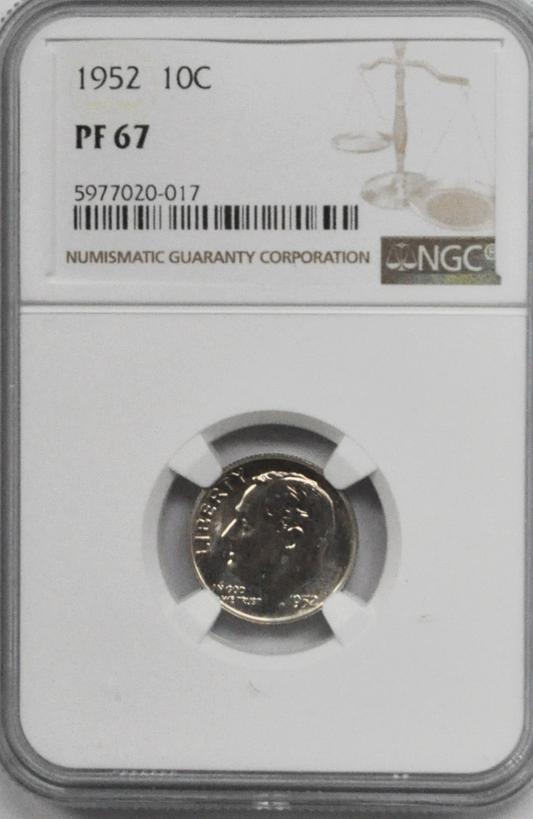 1952 10c Roosevelt Silver Proof Dime Ten Cents NGC PF67