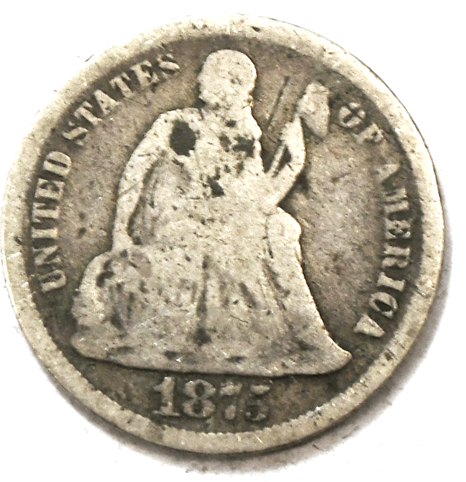 1875 10c Seated Silver Dime Ten Cents  Philadelphia