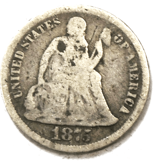1875 10c Seated Silver Dime Ten Cents  Philadelphia