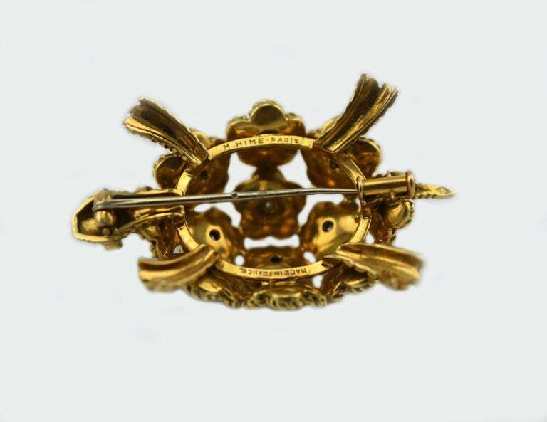 Marvin Hime 18k Gold Enameled Green and Blue Turtle with Diamonds and Ruby Eyes