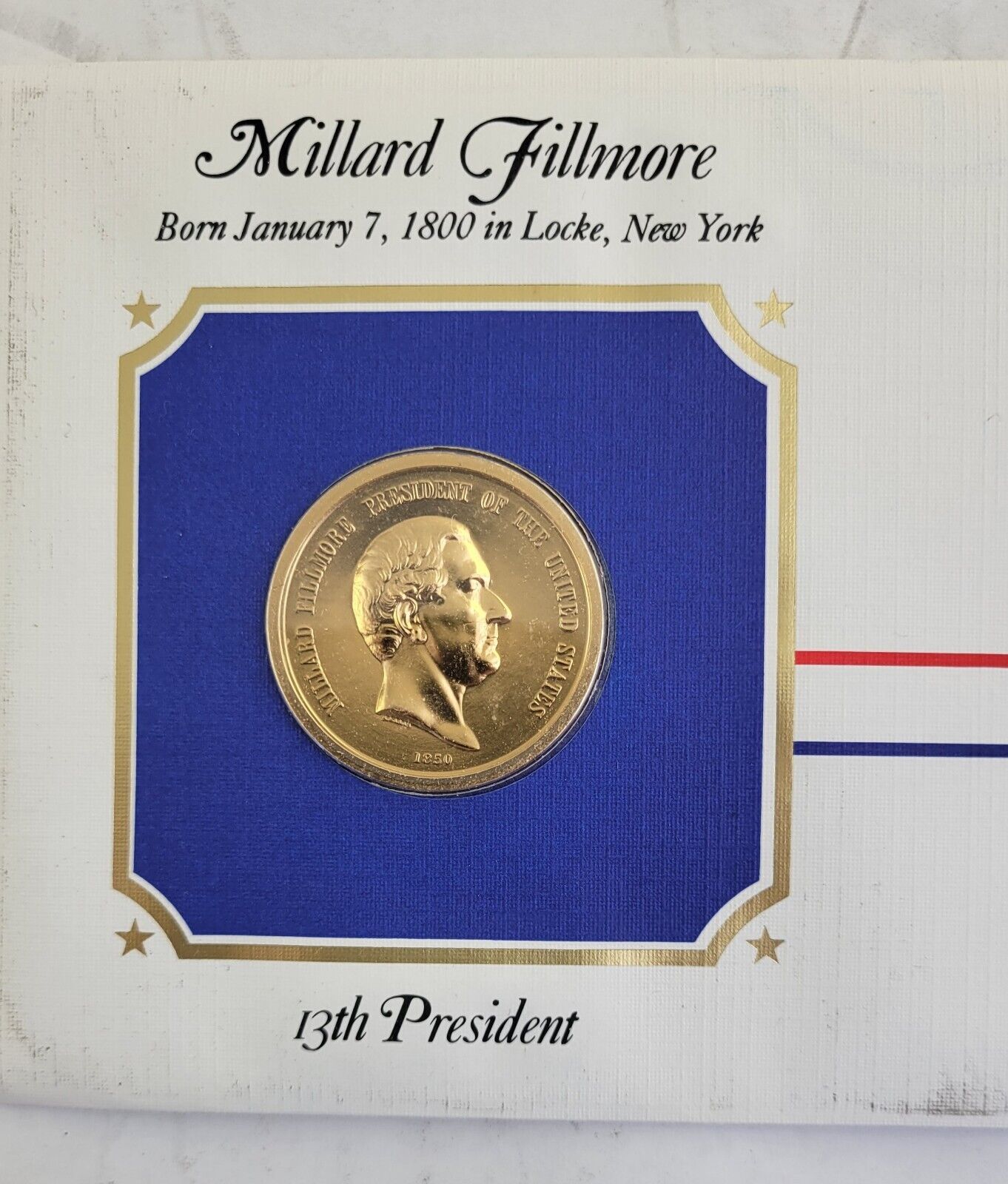 M Fillmore Presidential Covers Medal Postal Commemorative Society Gold Plated