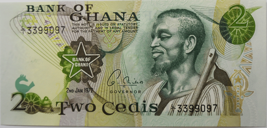1977 Bank of Ghana 2 Two Cedis Banknote Uncirculated Currency 3399097