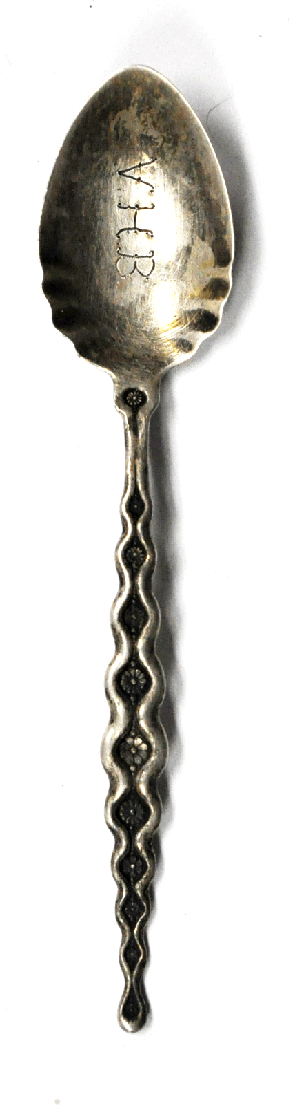 Sterling Whiting Wavy Flower Row Demitasse Spoon VHB Monogram 4-1/8"