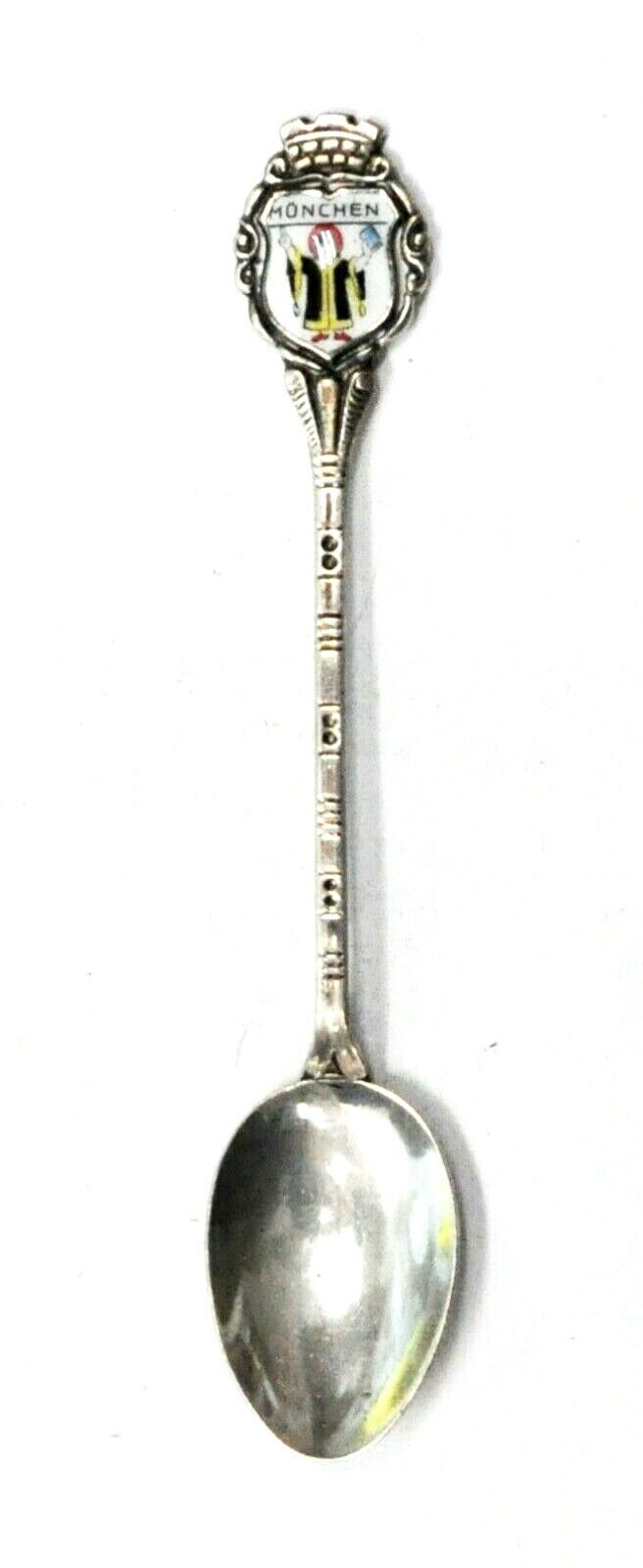 800 Fine Silver REU München Munich Souvenir Enamel Spoon 4"
