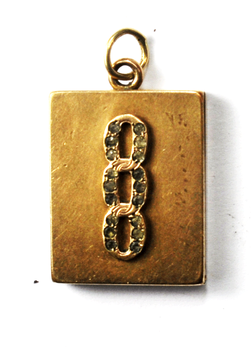 Gold Filled W&H Co Rhinestone Locket Rectangle Pendant 30mm x 21mm