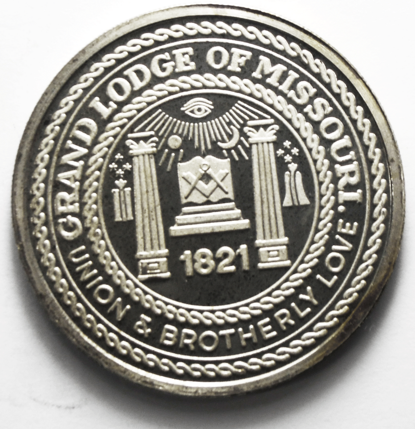 1987 Missouri Grand Lodge Bicentennial Constitution 1821 39mm 1oz Fine Silver