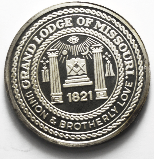 1987 Missouri Grand Lodge Bicentennial Constitution 1821 39mm 1oz Fine Silver