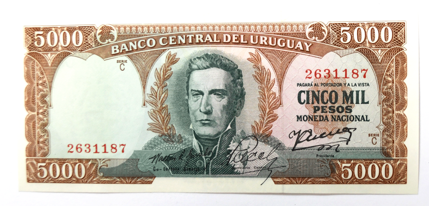 1967 Uruguay 5,000 Pesos Series C Uncirculated Banknote 2631187
