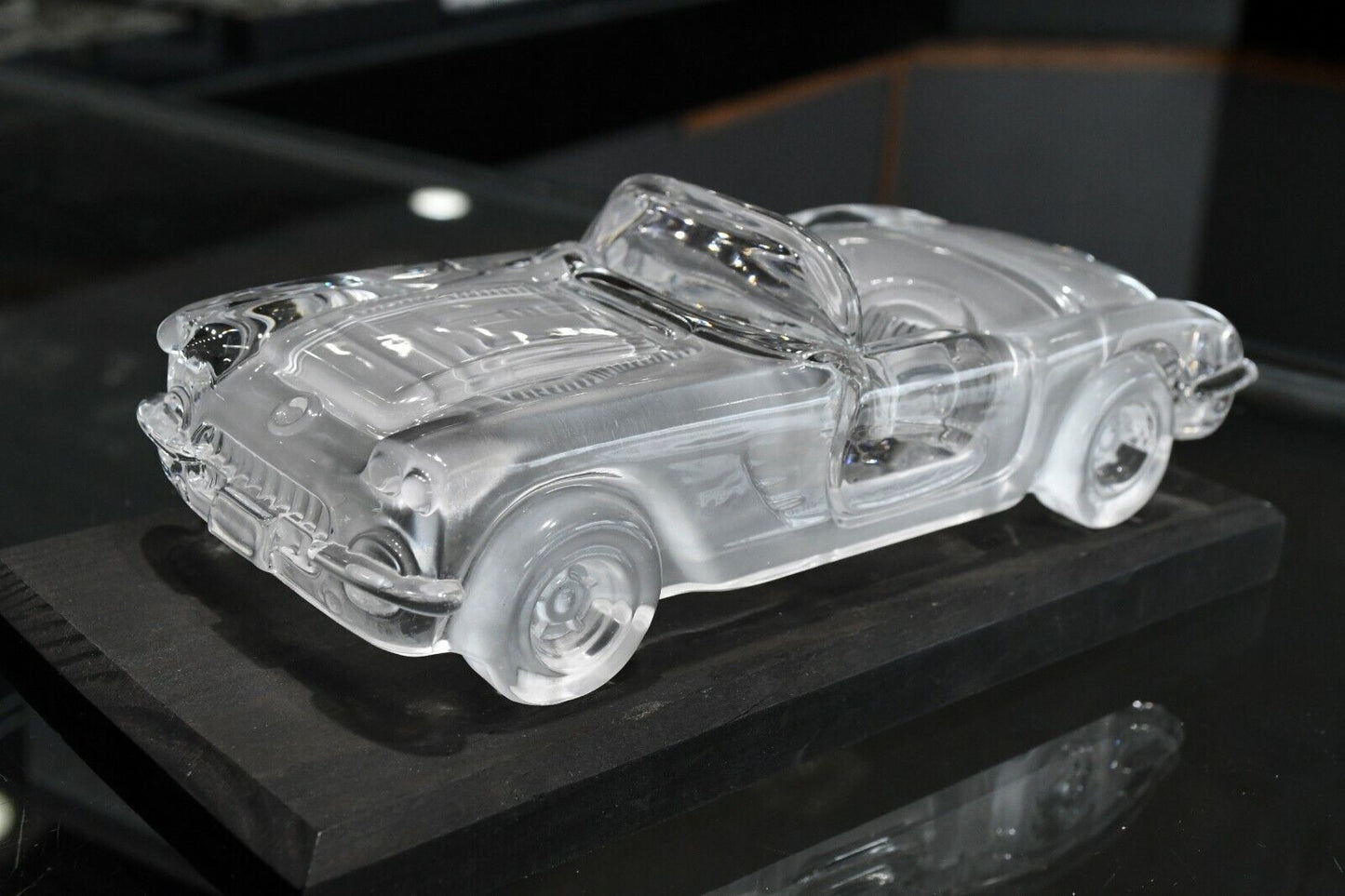 Hofbauer Crystal Solid 1959 Corvette with Stand Paperweight Western Germany