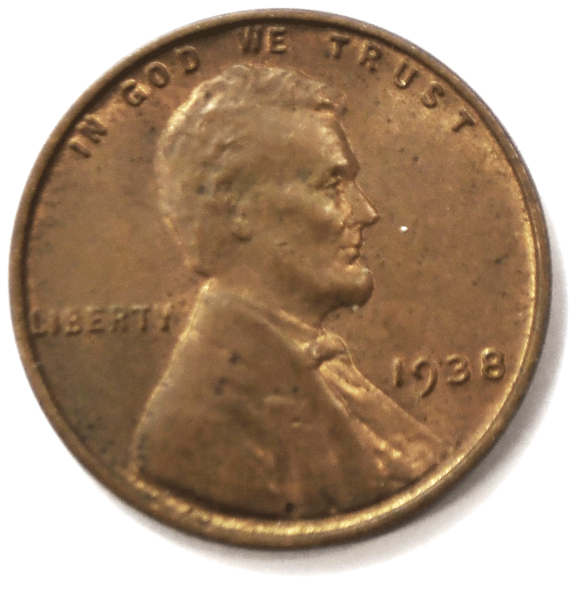 1938 1c Lincoln One Cent Wheat Cent Philadelphia Uncirculated
