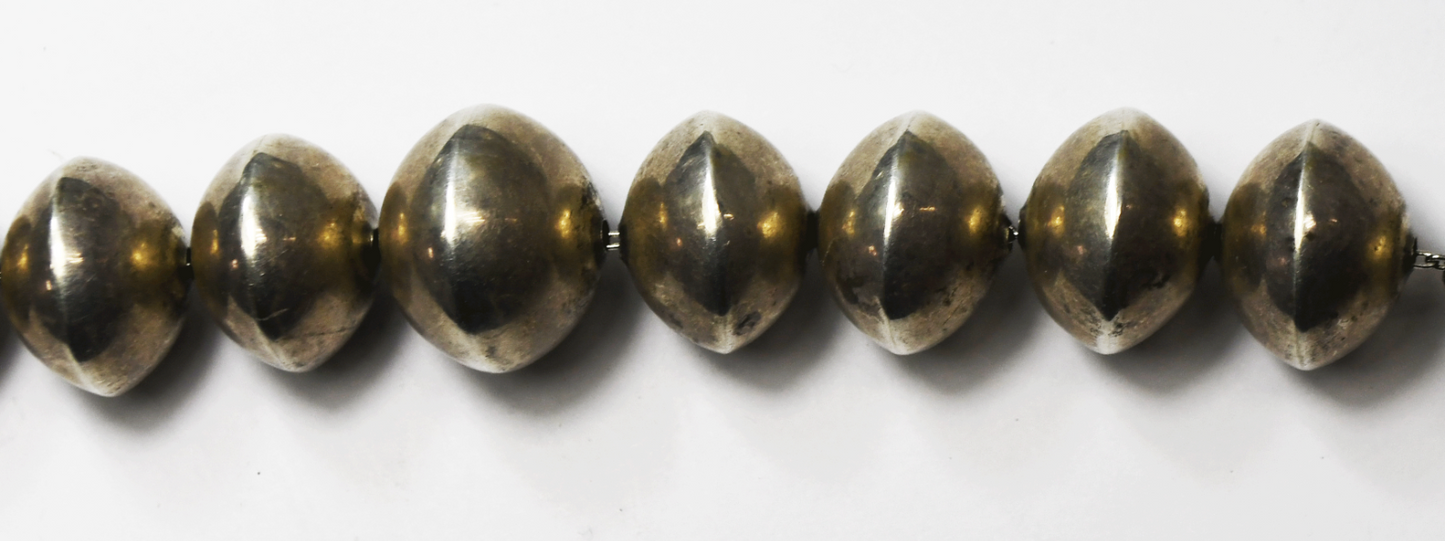 Sterling Silver Handmade Graduated 12-18mm Bead Necklace 29.5"   126g