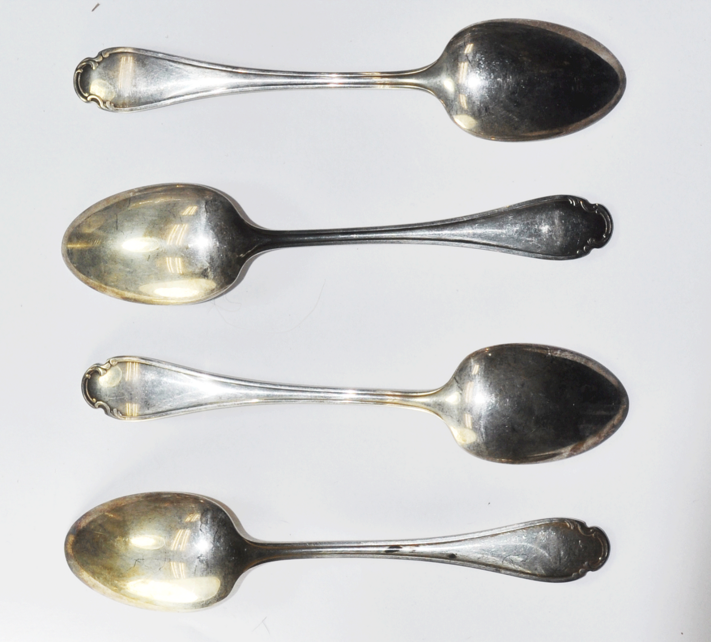 Set of 4 Pompadour by Christofle Silver Plate Large Teaspoons France 6"