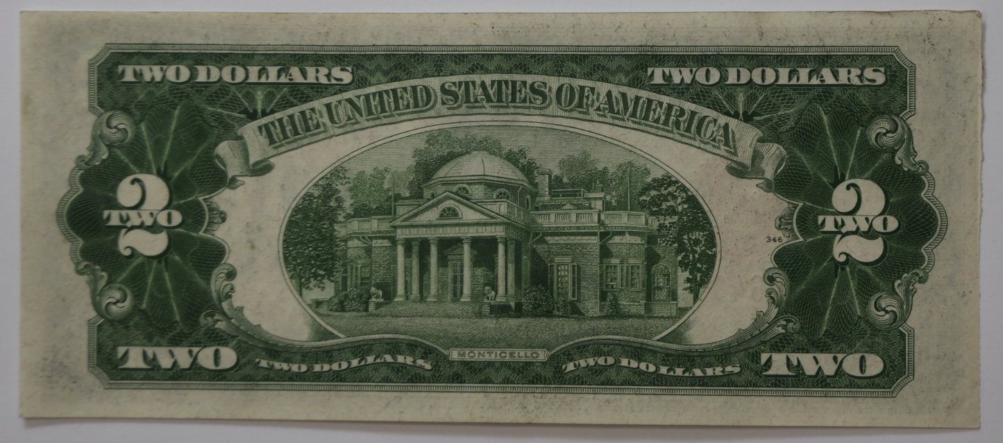 1928 F $2 United States Legal Tender Note Red Seal *03640075A STAR  AU