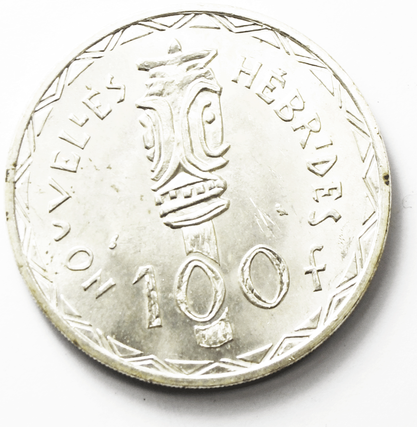 1966 New Hebrides 100 Hundred Francs Silver Coin KM# 1