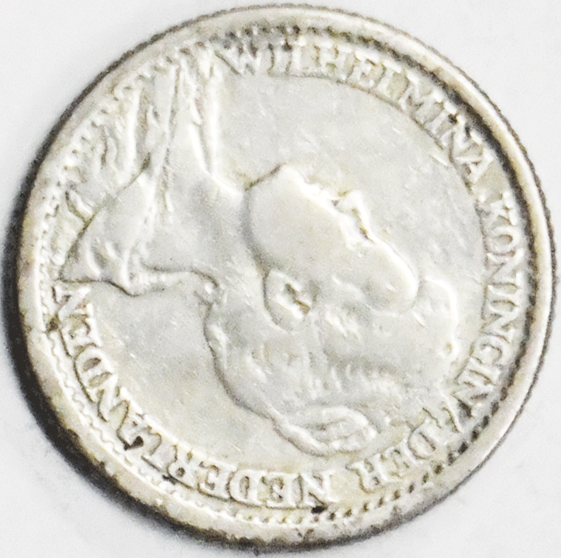 1915 25c Netherlands Twenty Five Cents Silver Coin KM# 146