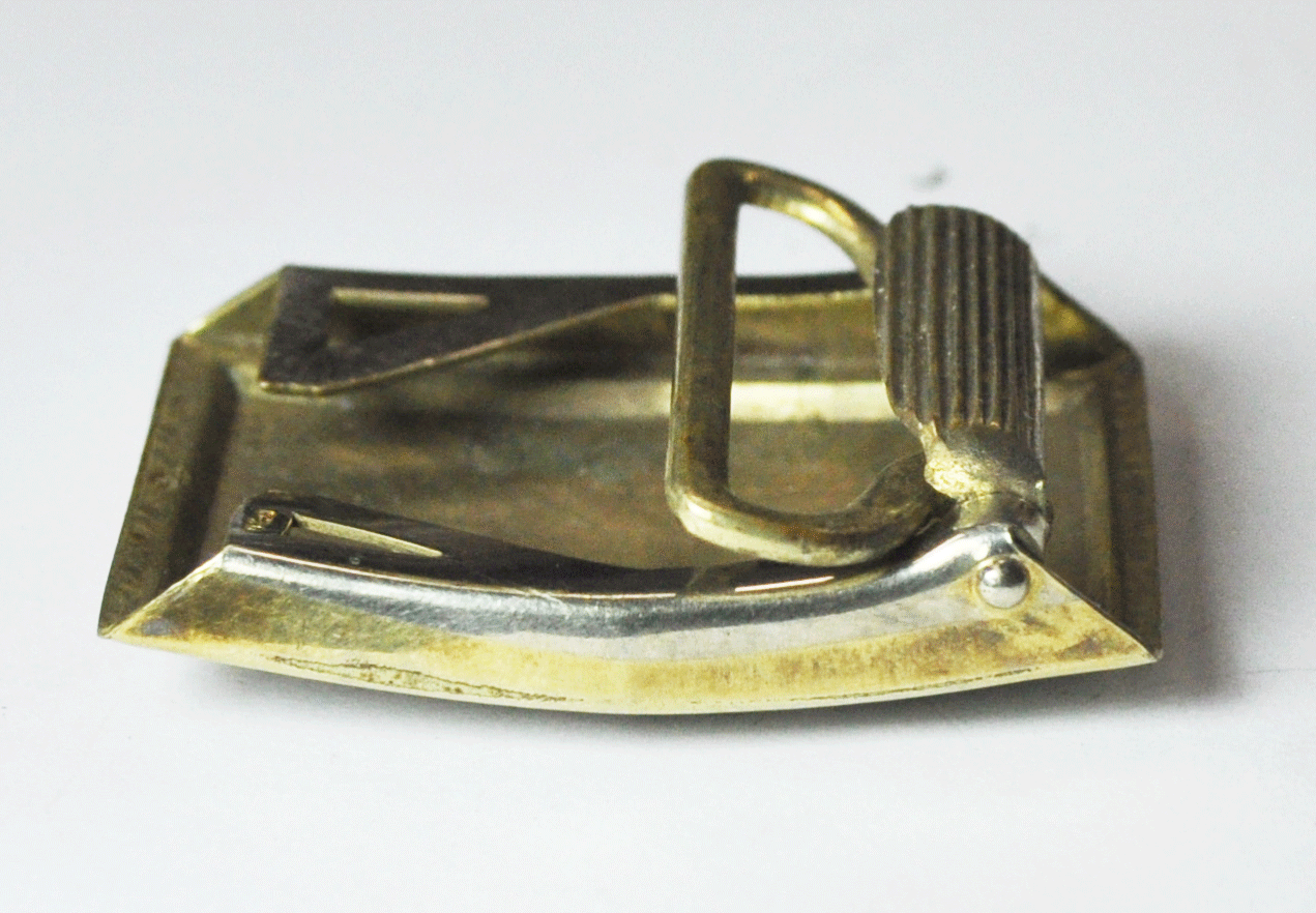 Vintage Sterling Silver D&C Two Tone Rectangle Buckle 43mm x 30mm