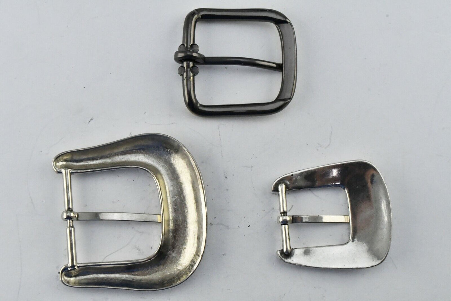 Set of 3 Vintage Belt Buckle Nickel Plated and Brass