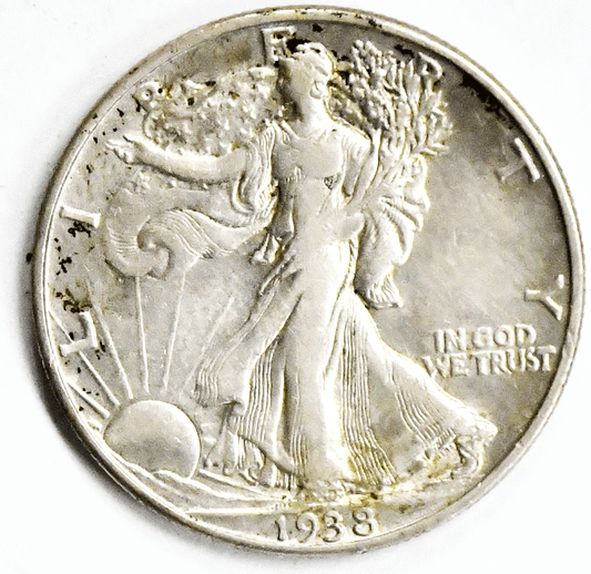 1938 D 50c Walking Liberty Silver Half Dollar Fifty Cents Denver Rare