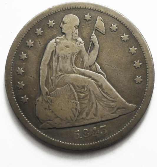 1843 $1 Seated Liberty One Dollar US Coin Philadelphia Rare