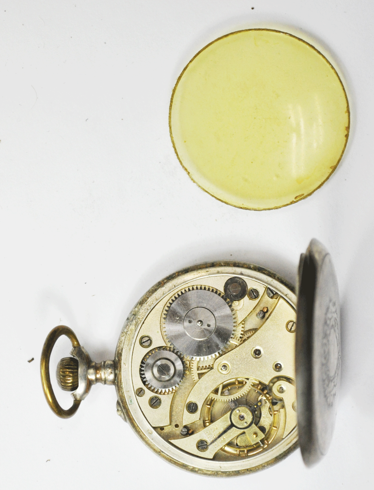 Swiss Ancre 15 Rubis 800 Fine Silver Pocket Watch Galonne 49mm Running