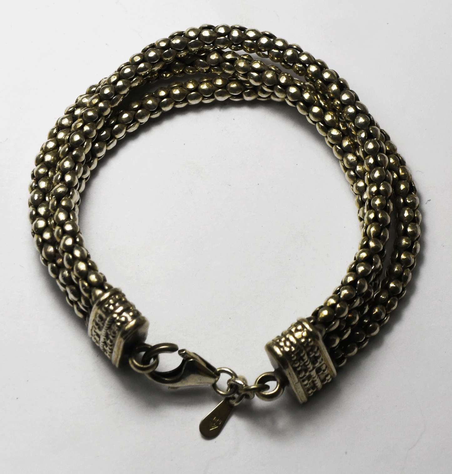 Sterling Silver Silpada Triple 3 Strand Popcorn Bracelet 17mm 8"  46g  B1210