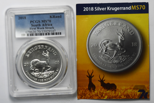 2018 KRand South Africa Krugerrand PCGS MS70 First Week Struck 1oz Silver 7K