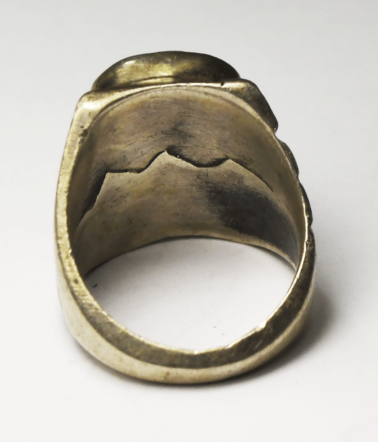 Sterling Silver Double Dark Green Turquoise Stripe Ring 22mm Size 8-1/2