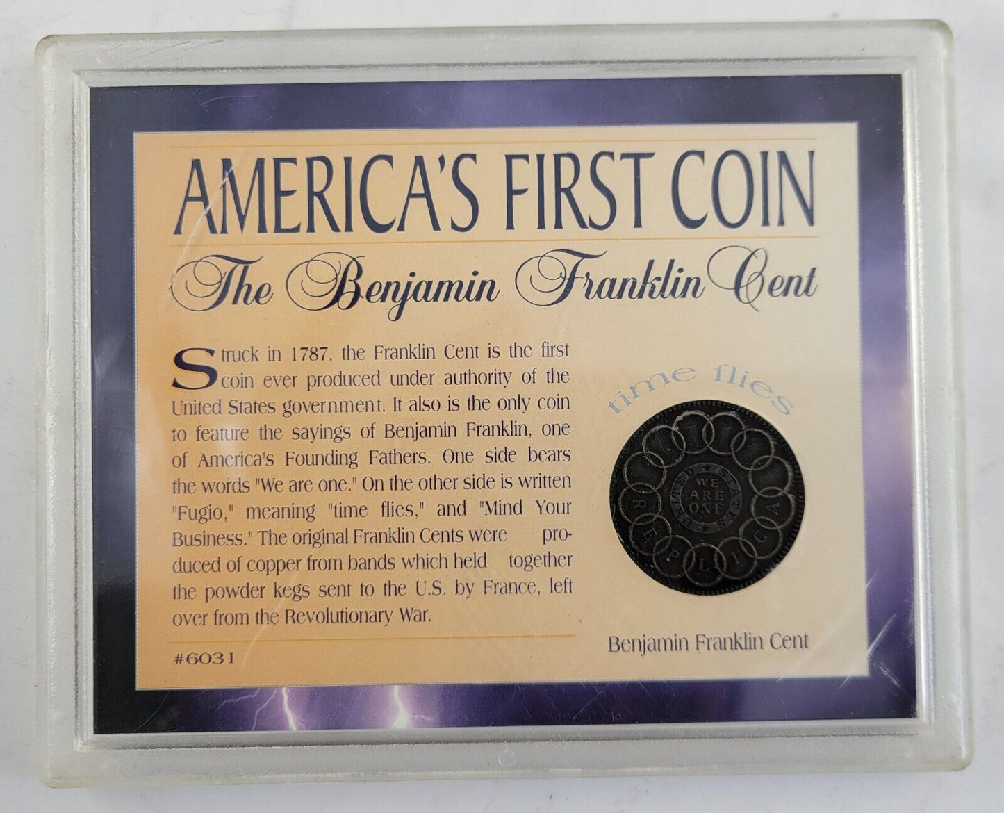 Benjamin Franklin Fugio Cent America's First Coin 1787 Mind Your Business Time