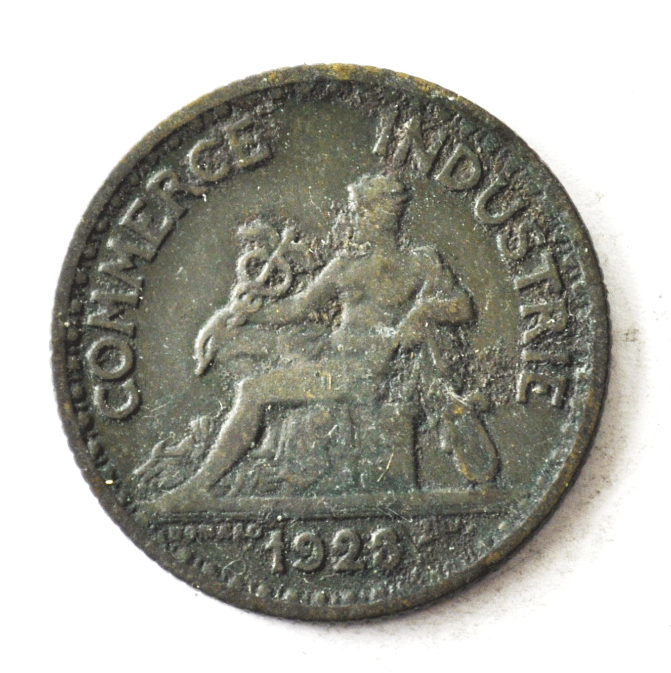 1923 France One Franc KM# 876 Aluminum Bronze Commerce Industrie Bon Pour