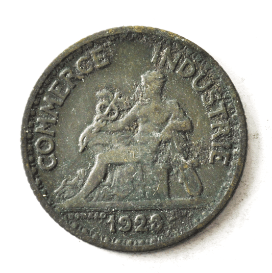 1923 France One Franc KM# 876 Aluminum Bronze Commerce Industrie Bon Pour
