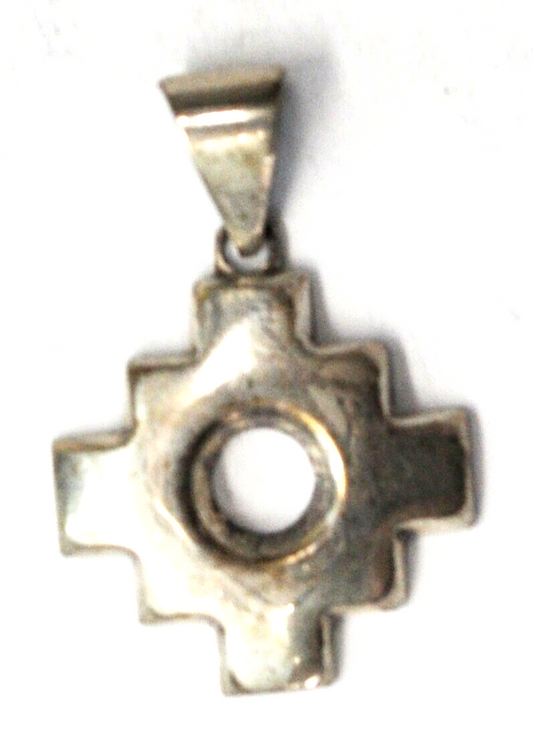 Sterling Silver Carlo Stepped Edge Square Hole Center Pendant 34mm x 22mm