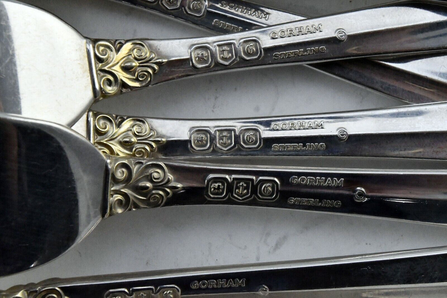 14pc. Hispana-Sovereign "Gold" by Gorham Sterling Solid 7 1/2" Dinner Forks 39oz