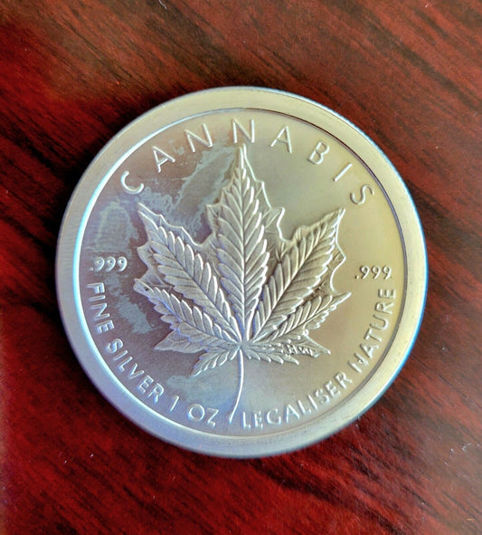 2020 Cannibus Leaf .999 Fine Silver Shield 1 oz troy Medal Round